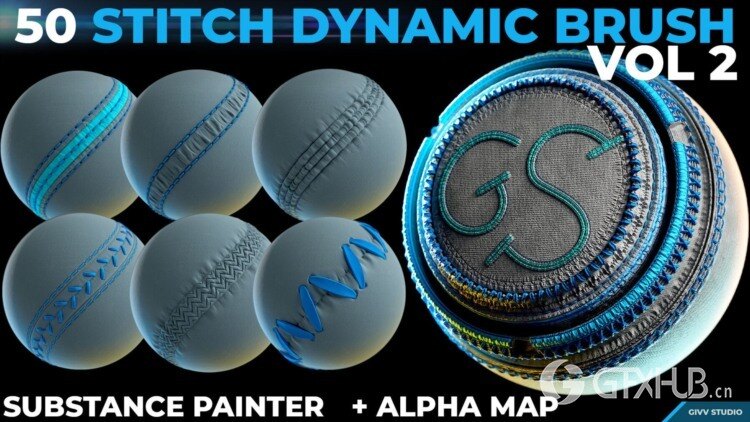 动态刷子 - 缝合与针法 第2卷（.sbsar）+（含.png alpha版）