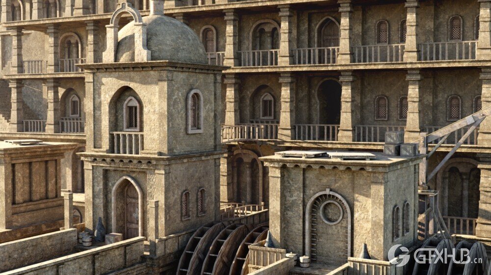 Blender 模块化古代建筑资源包 ChuckCG Modular Ancient Architecture Asset Pack