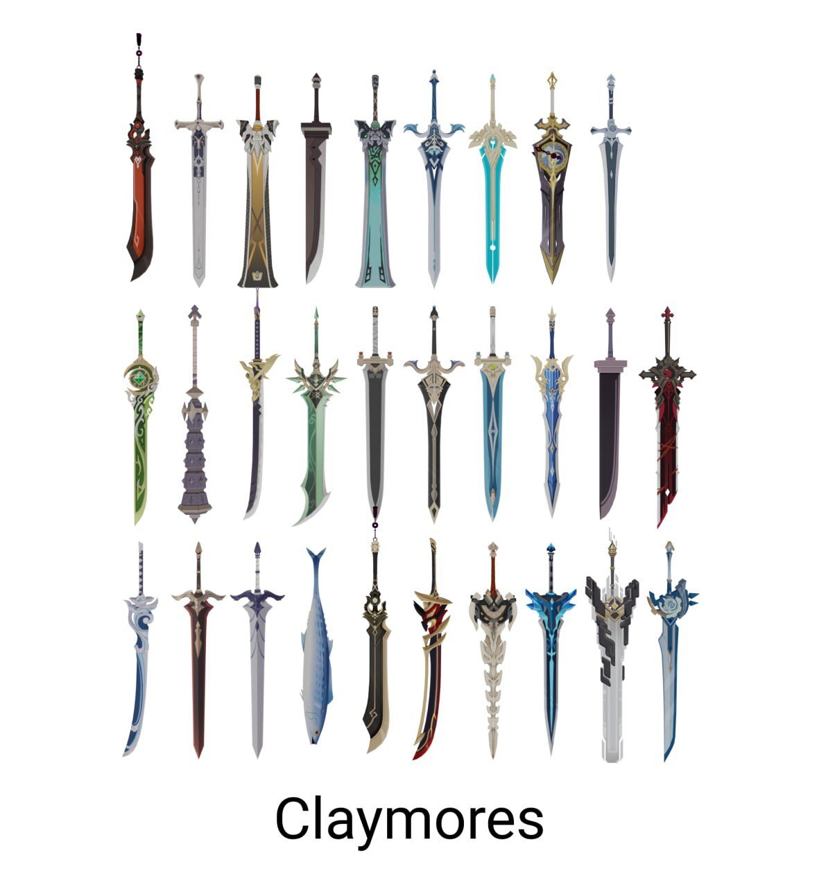 原神武器包 Blender 模型 Genshin Impact Weapon Pack