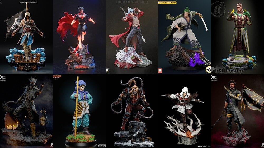 【2025精选】高精度3D打印角色模型合集 Vol.2｜90+ 影视/动漫/游戏角色雕像 · 含胸像、全身像 - GFXHUB