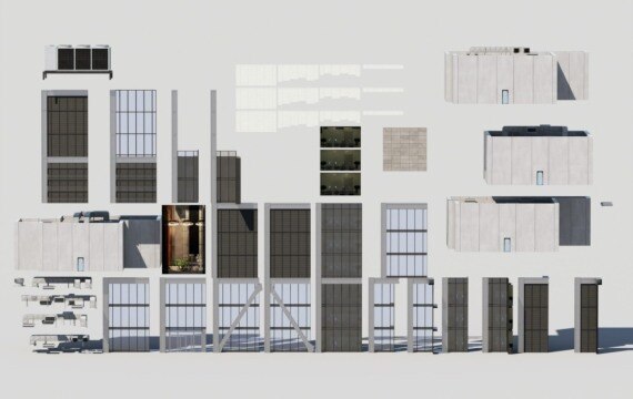Archmodels vol. 267 高品质模块化建筑3D模型 - GFXHUB
