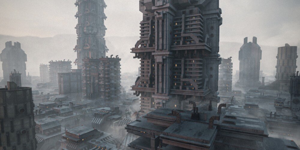 反乌托邦街区：野兽派结构建筑套件模型包 – 3D场景构建专业资源 - GFXHUB
