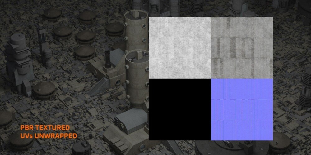 反乌托邦街区：野兽派结构建筑套件模型包 – 3D场景构建专业资源 - GFXHUB