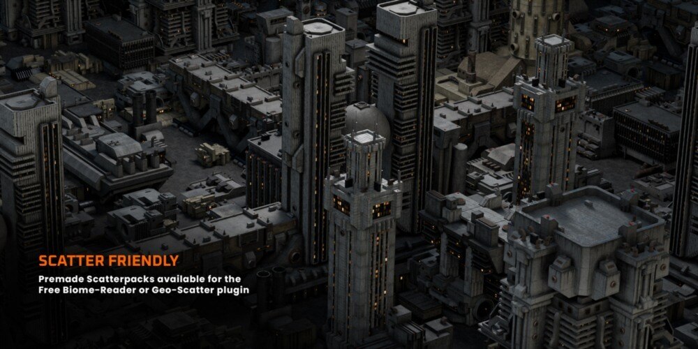 反乌托邦街区：野兽派结构建筑套件模型包 – 3D场景构建专业资源 - GFXHUB