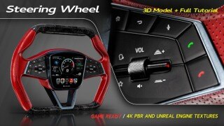 次世代方向盘3D模型建模全流程教程 Steering Wheel 3D Model + Full Tutorial