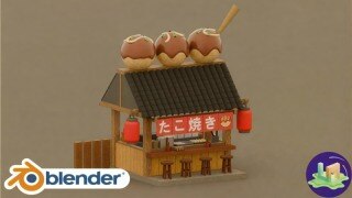 Blender 等轴测章鱼烧小店制作课：等轴测卡通 3D 场景建模全流程（中文字幕）