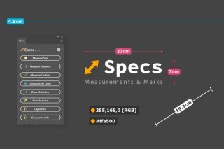 PS插件-专业尺寸测量标注色彩取样工具 Specs Custom Measures & Marks