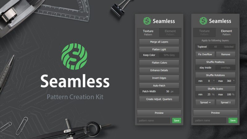 PS插件一键制作无缝平铺图案纹理工具 Seamless Pattern Creation Kit - GFXHUB
