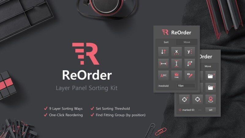 PS插件-图层面板智能排序整理工具 ReOrder Layer Panel Sorting Kit - GFXHUB