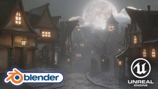 Blender5&UE5.7 风格化幽灵街道制作课：模块化场景从建模到影视级镜头全流程