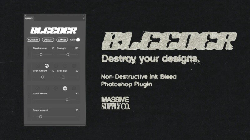 PS插件-无损油墨渗透印刷特效工具 Massive Supply – BLEEDER – Ink Bleed Photoshop - GFXHUB