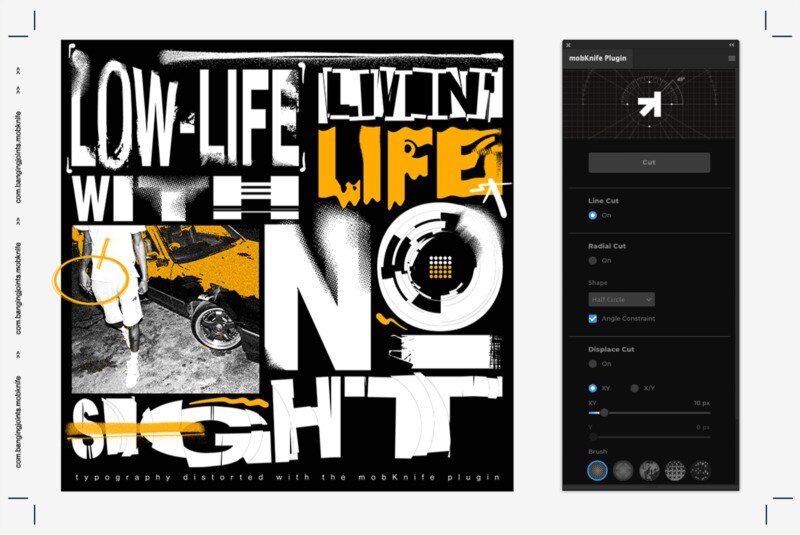 PS插件-交互式线条切割・扭曲置换特效工具 MobKnife – Photoshop Plugin Lite - GFXHUB