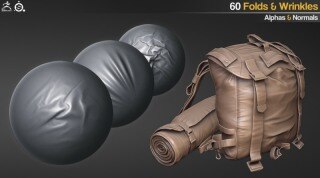 60 款布料褶皱纹理贴图包 4K 高清 Alpha + 法线贴图