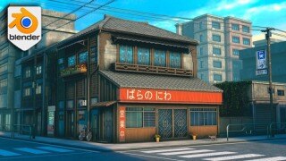 Blender 风格化日式街道场景全流程教程：从零搭建动漫感街景（中文字幕）