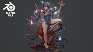 Yang Guifei｜Fate 系列卡通杨贵妃高精度Blend动画角色模型