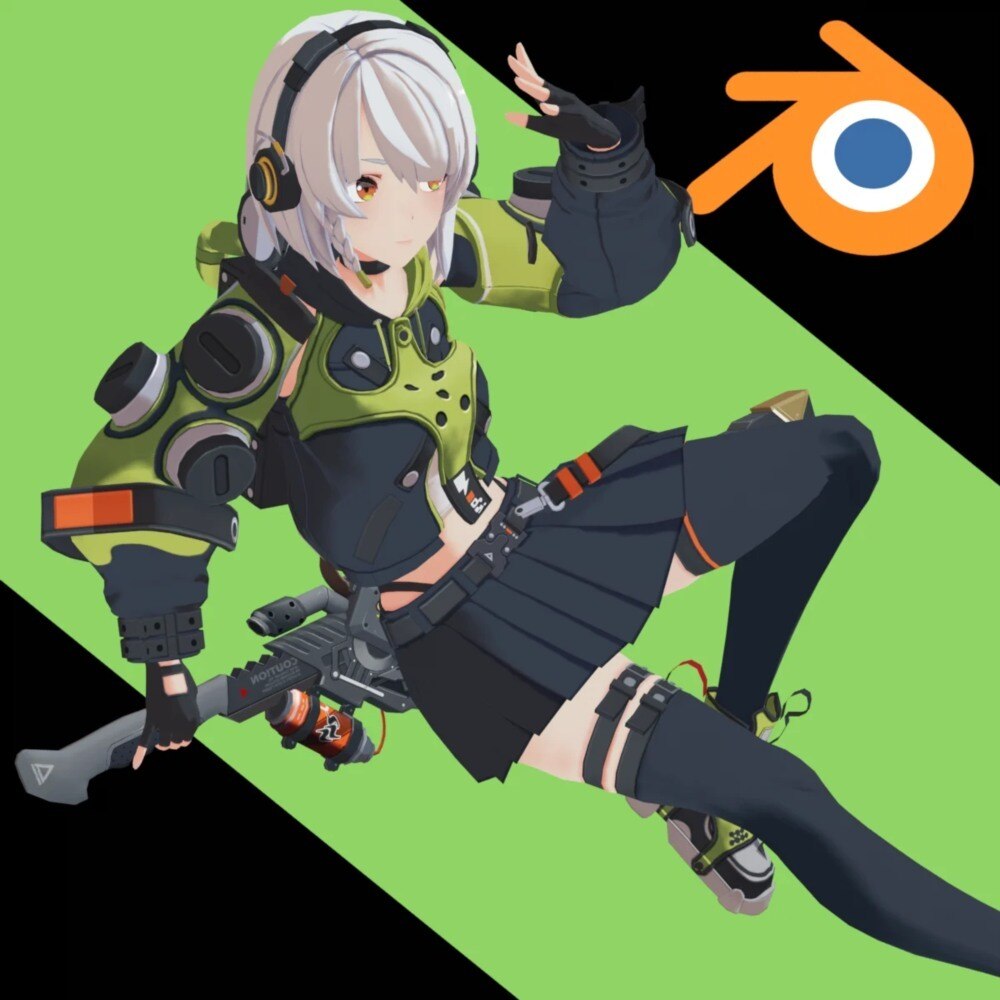 Crabnuts 3D 女性卡通角色动画绑定合集｜Blender 专用高品质角色绑定资产 - GFXHUB