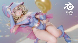 Dark Magician Girl 黑魔术少女 动画角色 3D 模型｜Blender 专属同人资产