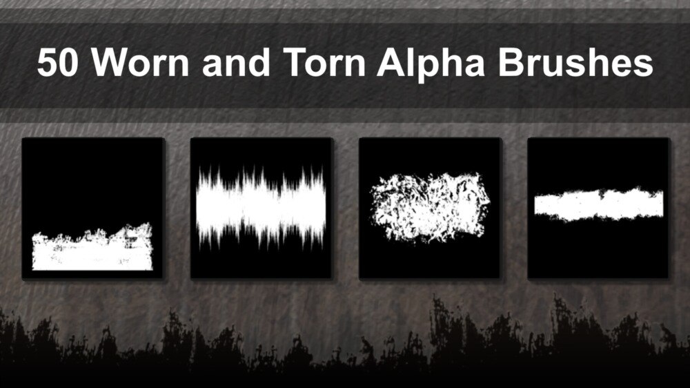 50 Alpha 磨损撕裂边缘｜3D 通用破损磨损 Alpha 贴图素材 - GFXHUB