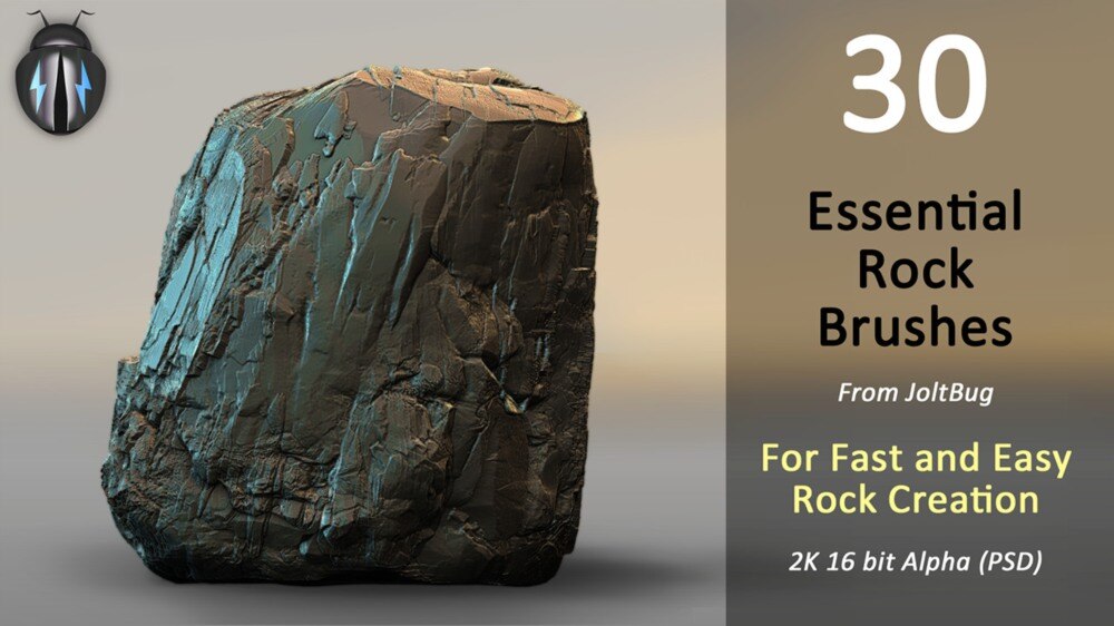 30 款 ZBrush 高分辨率岩石雕刻笔刷 Alpha 贴图素材 - GFXHUB