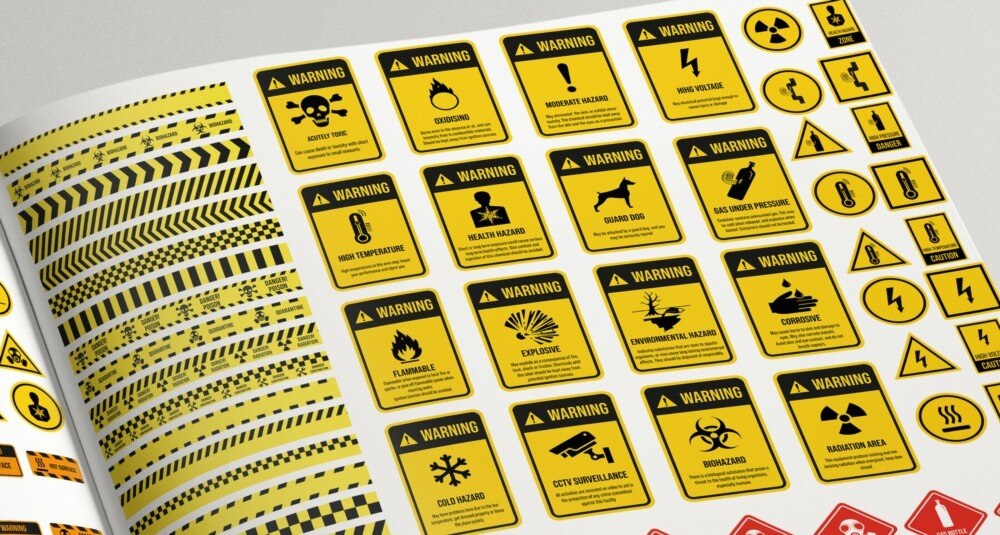 Industrial Sign Decal 1000 款工业标识贴图 2K 透明 PNG+SVG 可编辑矢量贴图素材 - GFXHUB