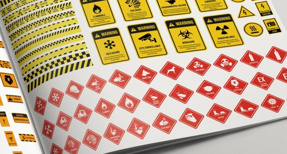 Industrial Sign Decal 1000 款工业标识贴图 2K 透明 PNG+SVG 可编辑矢量贴图素材 - GFXHUB